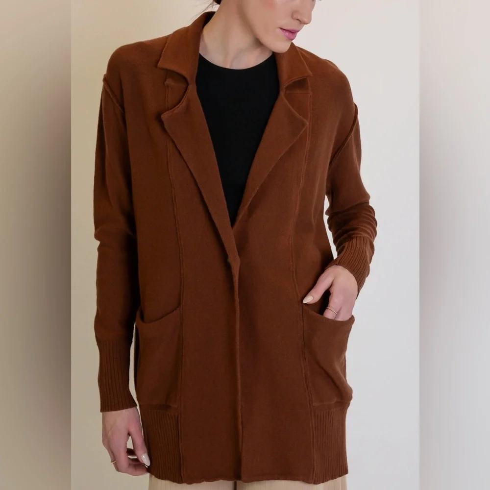 Free People Oversized Desert Blazer Chestnut NWT cardigan style - Picture 10 of 14